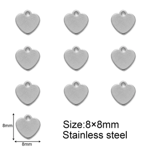 Set of 10 heart shaped stainless steel pendant charms for jewelry making 8x8mm