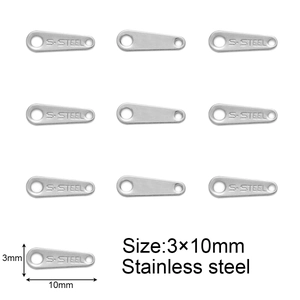 Detail of 3x10mm stainless steel water drop tags for DIY jewelry making with S.STEEL engraving