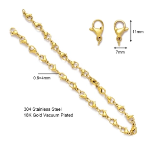Λεπτομέρεια από κουμπώματα καβουράκι 11x7mm από ανοξείδωτο ατσάλι 304 με χρυσό 18Κ
