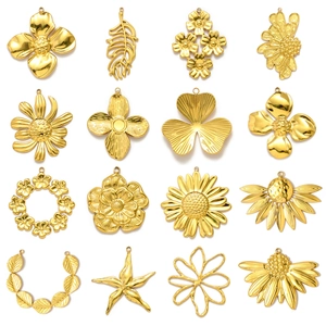 Pendentifs en Acier Inoxydable Fleur Feuille Tournesol Étoile de Mer DIY Charmes Plaqués Or Pour La Fabrication de Bijoux