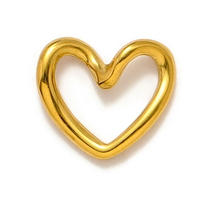 Pendentif coeur en acier inoxydable doré poli avec un design moderne et minimaliste