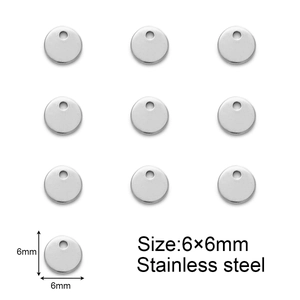 Set of ten 6mm round stainless steel blank tags for DIY jewelry making accessories