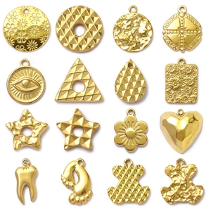 Pendentifs DIY en Acier Inoxydable Plaqué Or Vintage Français Ours Fleur Étoile Cœur Ailes Mauvais Œil Accessoires Bijoux
