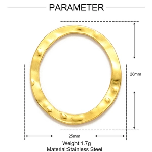 Pendente ad anello martellato da 28mm in acciaio inossidabile per gioielli fai da te