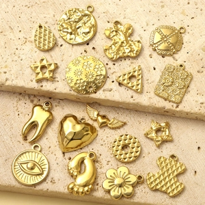 Ensemble de pendentifs DIY en acier titane doré avec ours, étoile, cœur et fleurs