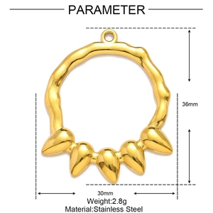 Parametri dettagliati delle dimensioni del ciondolo a occhio in acciaio inox 36x30mm