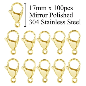 Spiegelpolierte 17mm goldene Karabinerverschlüsse aus 304 Edelstahl 100er Pack