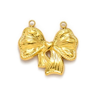 Pendentif nœud en acier titane doré avec texture ruban pour création de bijoux