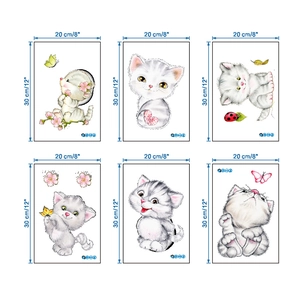 Cartoon Cat Toilet Lid Stickers Waterproof PVC Wall Decals Cute Animal Flower Butterfly Pattern For Bathroom Home Decor