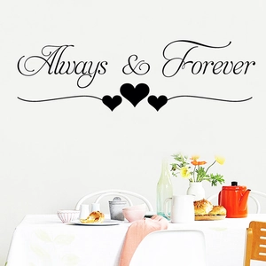 Sticker mural élégant Always & Forever en vinyle avec cœurs pour décor