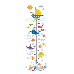 Ocean world shark growth chart wall sticker for kids height measurement 70-180cm