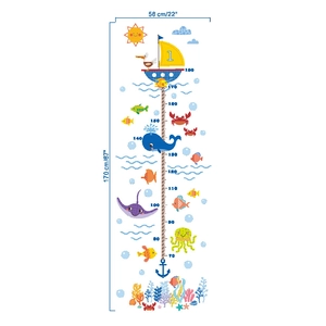 Detail of nautical height chart with cartoon whale, anchor and scale from 70 to 180 cm
