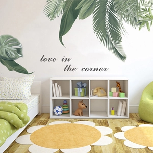 Tropical Green Leaves Wall Stickers Waterproof PVC Monstera Palm Leaf Botanical Decals For Living Room Bedroom Nordic Home Decor