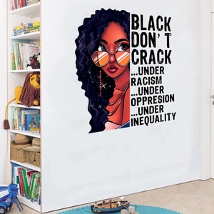 Modern Black Girl wall sticker with Black Don't Crack slogan for home interior decoration
