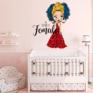 Cartoon Girl Wall Sticker Leopard Print Dress PVC Waterproof Removable Art Mural For Bedroom Nursery Decor Home Decoration
