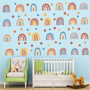 Boho rainbow and dots wall stickers for nursery and kids bedroom decoration