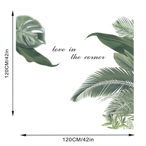 Detailed wall sticker featuring monstera leaves with Love in the Corner text