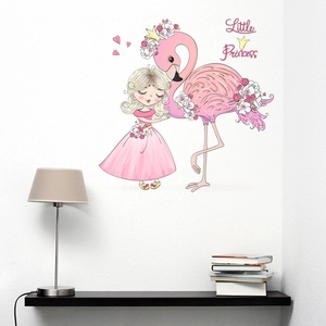 Wandtattoo Kleiner Prinzessin Flamingo für Mädchenzimmer und Kinderzimmer Deko