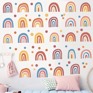 Bohemian Rainbow Wall Stickers Polka Dot DIY PVC Waterproof Decals For Kids Nursery Room Bedroom Home Decor Wall Art