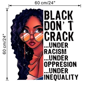Detail of Black girl wall sticker with orange sunglasses and 60 cm size markings