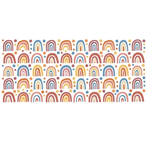 Bohemian style rainbow and polka dot wall stickers in Morandi colors for home decor