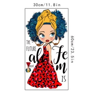 Detail of female fashion wall sticker showing size 30x60cm and modern artistic style