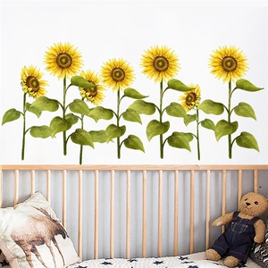 Sunflower Wall Stickers PVC Waterproof Botanical Floral Wall Decals For Living Room Bedroom Kids Nursery Home Decoration