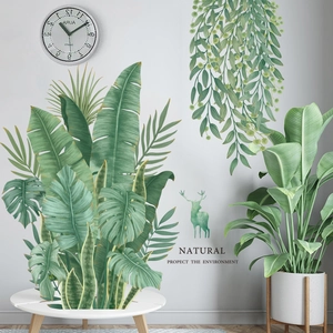 Stickers muraux feuilles de bananier tropicales avec monstera pour décoration nordique