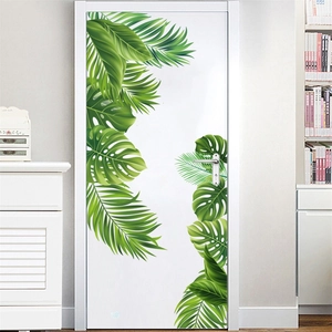 Tropical Monstera Palm Green Leaf Wall Stickers Waterproof PVC Removable Decorative Wall Decals For Living Room Decor