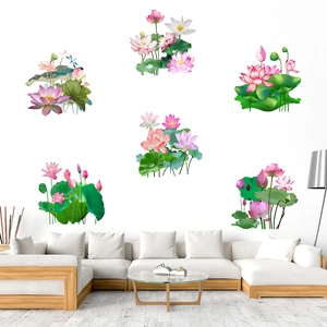 Wasserdichte selbstklebende Lotusblumen Wandtattoo für Wohnzimmer und Schlafzimmer Deko