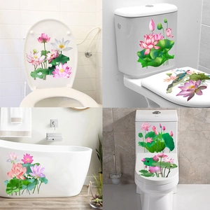 Wasserdichte Lotusblumen Wandaufkleber PVC Abnehmbare Florale Aufkleber Für Badezimmer Wohnzimmer Schlafzimmer Wanddekoration