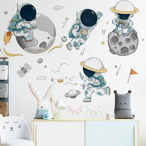 Adesivi murali con astronauti e pianeti per la decorazione della camera dei bambini