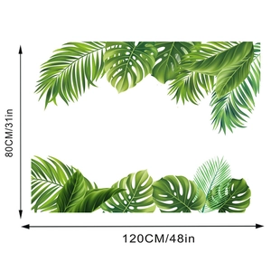 Tropical monstera and palm leaf wall sticker set with 120x80cm dimensions detail