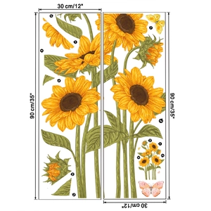Dimensioni dettagliate degli adesivi murali girasole con pannelli di misura 30x90 cm l'uno