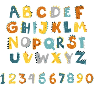 Colorful dinosaur alphabet and numbers wall stickers for kids bedroom education