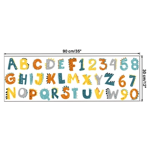 Dinosaur alphabet and number wall stickers set for kids early education 90x30cm