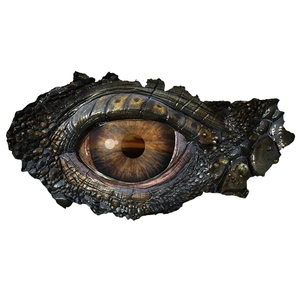 Close-up of realistic 3D dinosaur eye wall sticker with detailed scales and glossy texture