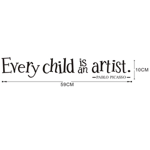 Sticker mural Every Child is an Artist, décor en vinyle noir chambre enfant, 59cm x 10cm