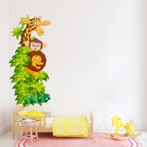 Forest animal wall decals with giraffe, monkey and lion for kids room decoration