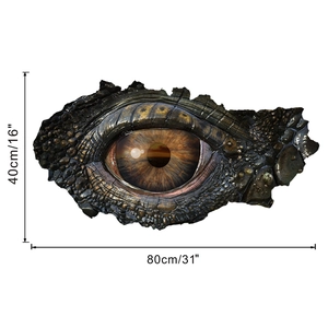 Detailed view of 3D dinosaur eye wall sticker with dimensions 80cm width and 40cm height