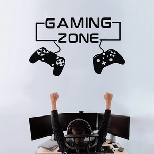 Creative vinyl Gaming Zone wall decal with controllers for gaming room or bedroom decor