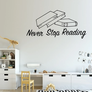 Never Stop Reading Inspirational Wall Decal Quote Book Graphic Vinyl Waterproof Sticker For Kids Room Study Home Decor