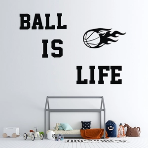 Creative Ball Is Life PVC Wall Sticker Flaming Basketball Removable Waterproof Decal For Kids Room Bedroom Home Decor