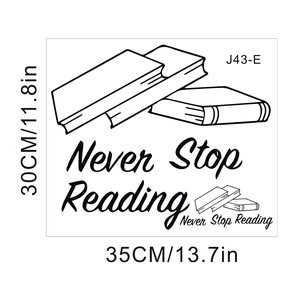 Black vinyl wall decal Never Stop Reading book theme size 35cm x 30cm for home library