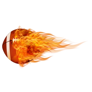Adesivo murale 3D di un pallone da football americano in movimento con fiamme realistiche