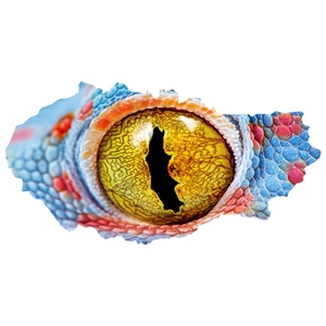 Detailed view of 3D cracked wall decal featuring realistic reptile eye and blue scales