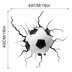Detailed 40cm 3D broken wall football sticker with realistic crack effects and sizing
