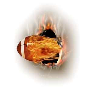 Adesivo murale 3D football americano con fiamme realistiche che rompono la parete