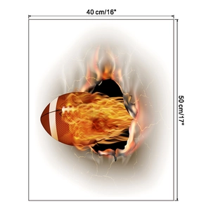 Adesivo murale 3D football in fiamme 40x50cm con effetto visivo di muro rotto realistico