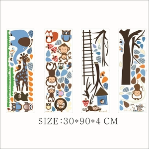 Detaillierte 3D-Tier-Wandsticker Set mit Elefant und Giraffe für die Kinderzimmer Deko